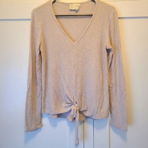 Saturday Sunday by Anthropologie V Neck Tie Knot Sweater